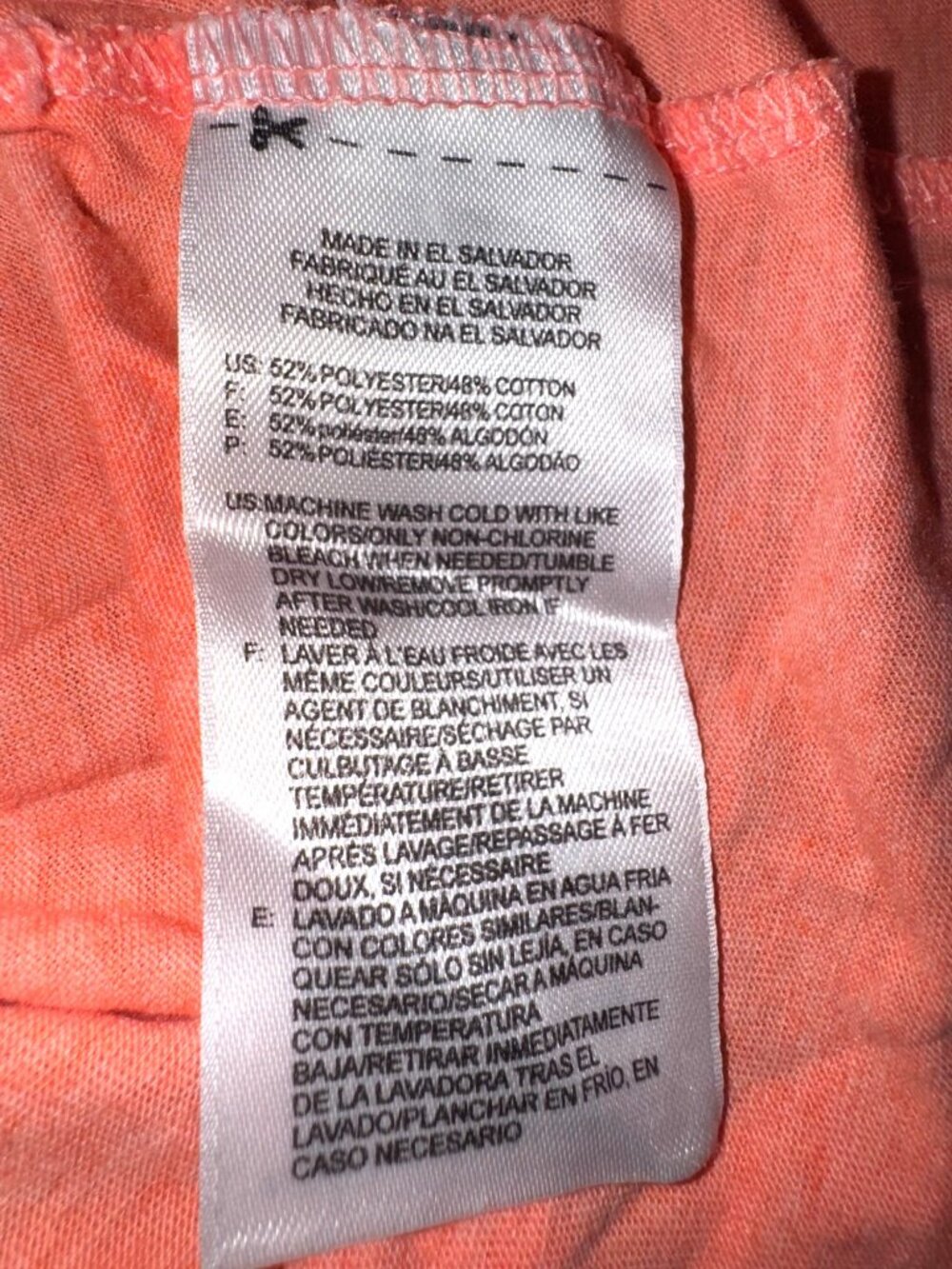 Reebok Womens Coral Orange Activewear T-Shirt XL Polyester & Cotton Blend Lightw - Picture 5 of 7